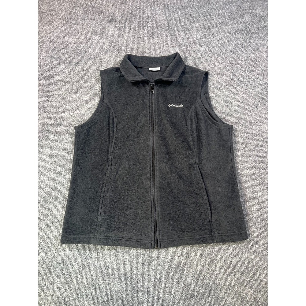 Columbia Men's XL Black Fleece Vest Hiking Minimalist Layering Gorpcore Zip Up - Picture 1 of 10